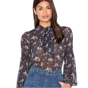 ULLA Johnson Silk Mimi Floral Tie Neck Blouse 6
